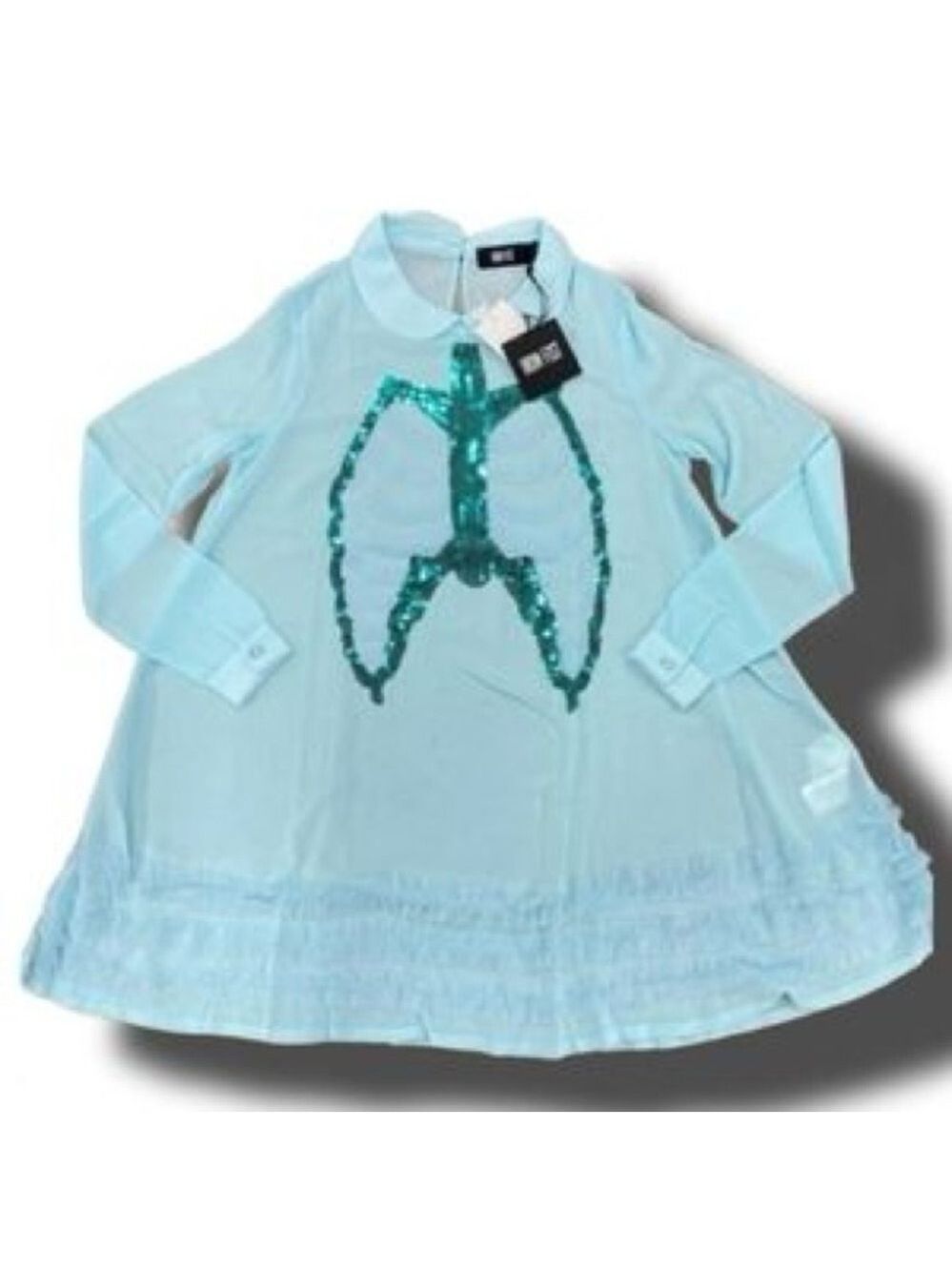 Iron Fist Dead Mermaid Walking Dress Pastel Goth Blue Sequin Rib Cage Pan Collar - Picture 8 of 14